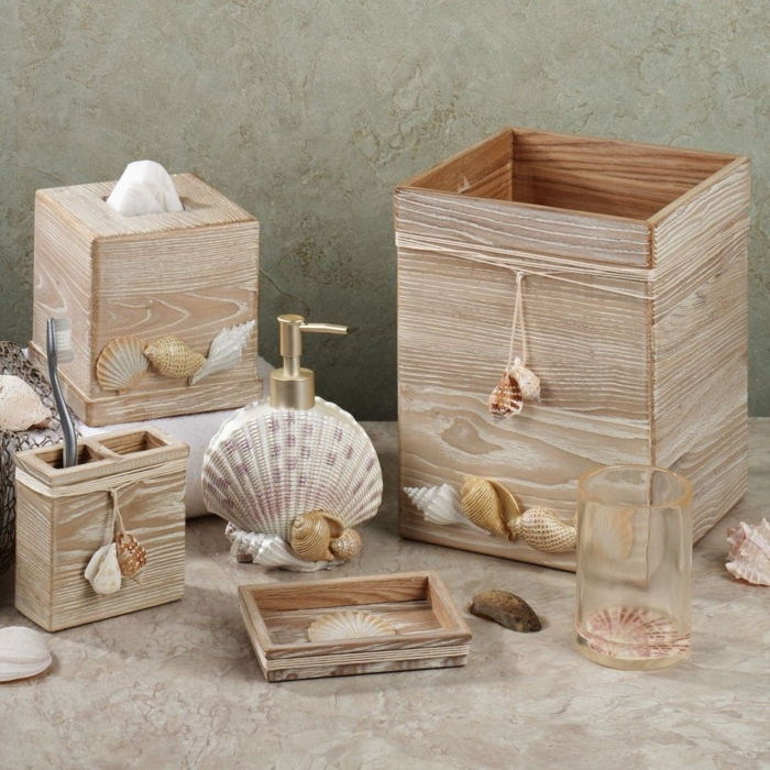 medžio deko savarankiškai pagaminti mediniai elementai vonios kambario vonios kambario dizaino idėjos seashells seashells