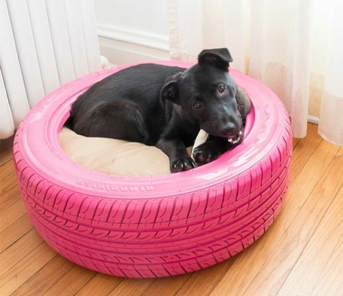 Dog-in-rožinė-lovų naudojamas padangų perdirbimo įdomų-idėjos