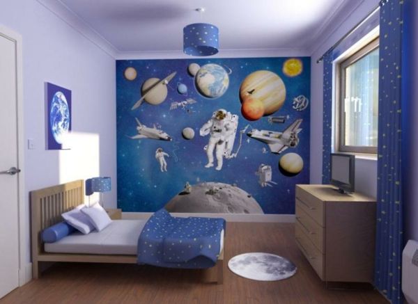 myšlienka - škôlka - maľba - vesmír - modré a fialové farebné schémy