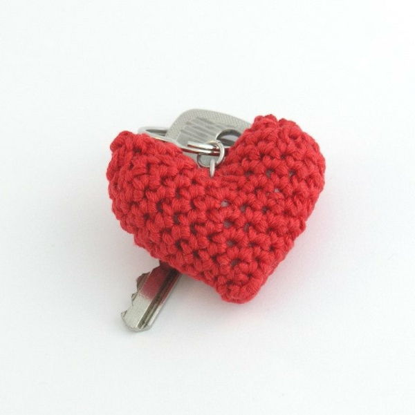 srdce červená-key-reťazca materiál pletený