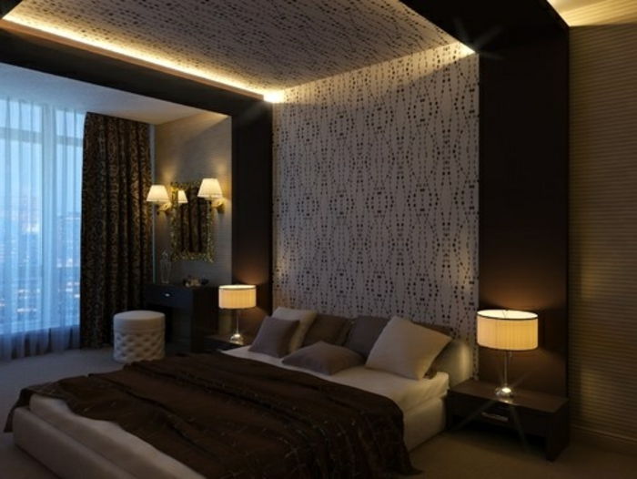 Dolaylı ışık odalı tavan liderliğindeki Benzersiz tasarım yatak odalı