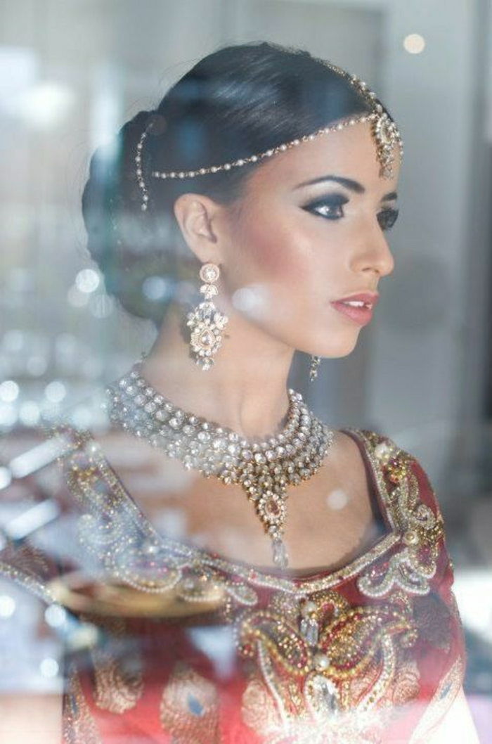 femeie indian lanț de bijuterii cercei de păr cristale accesorii