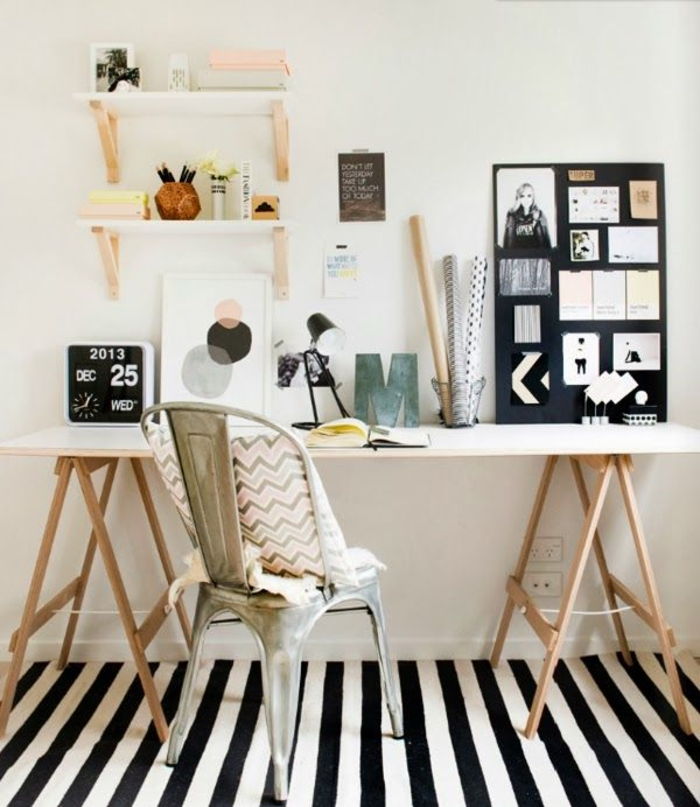 interiør-ideer-dekorere ideer-for-office-stripete teppe