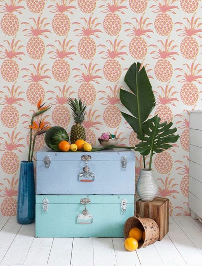 zaujímavé zloženie, moderné tapety a ananás wallpaper-vzor