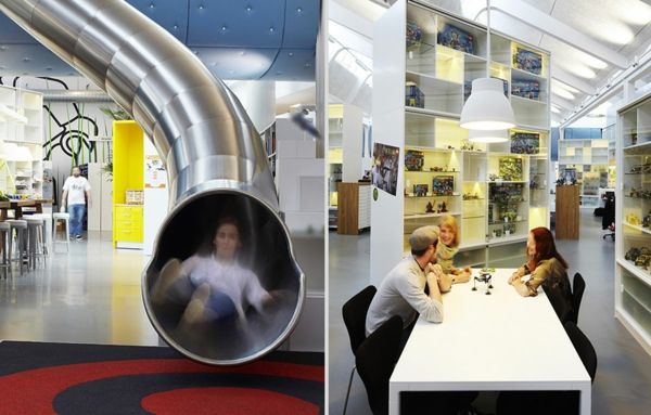 zaujímavé kancelárske priestory s diapozitívmi - dve fotky