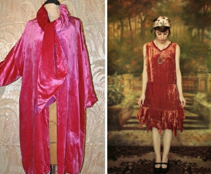 interessante jurken twee foto's van 20-jaar-mode roze kleur