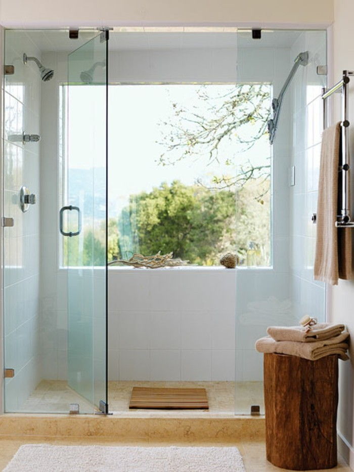 interessante-banheiro-com-parede de vidro chuveiro-aconchegante-ambiente
