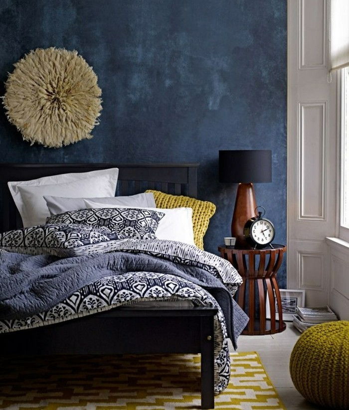 įdomus modelis miegamųjų-sienos spalva mėlyna-pilka-puikus-vidus