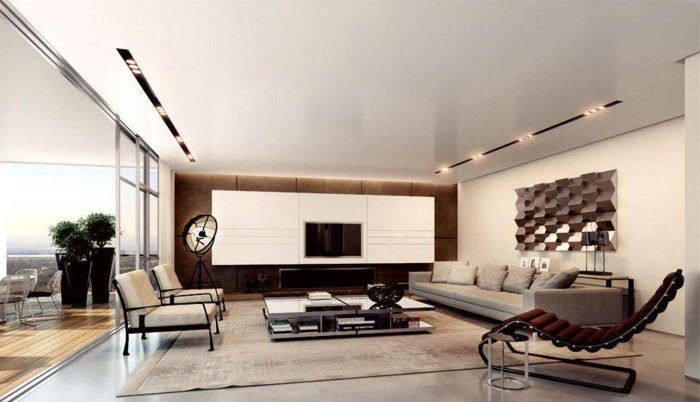 Notranjost-design-moderno stanovanje, luksuzno-naprava plueschteppich-posredni-light-počivalnik, terasa