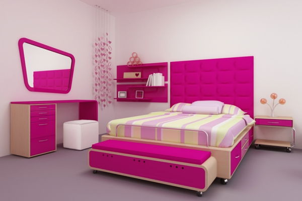 interiéru-design-nápady ružové spálne idea