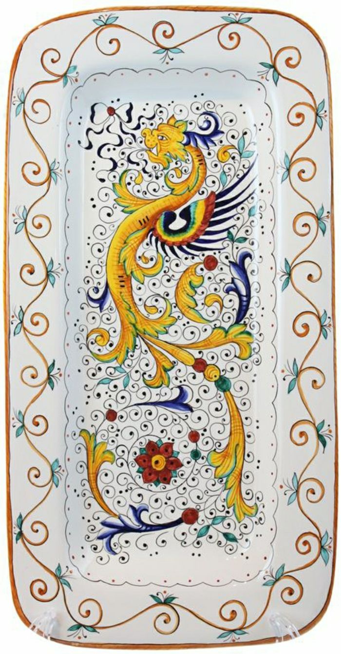 Italian Mão bandeja cerâmica pintada
