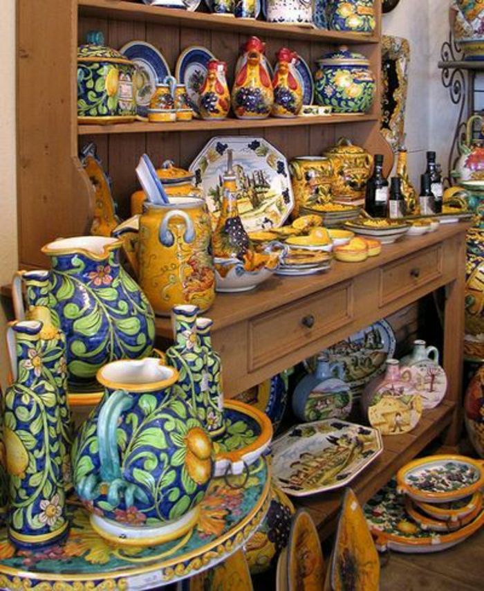 Italiensk keramikk servise fargerik-fine