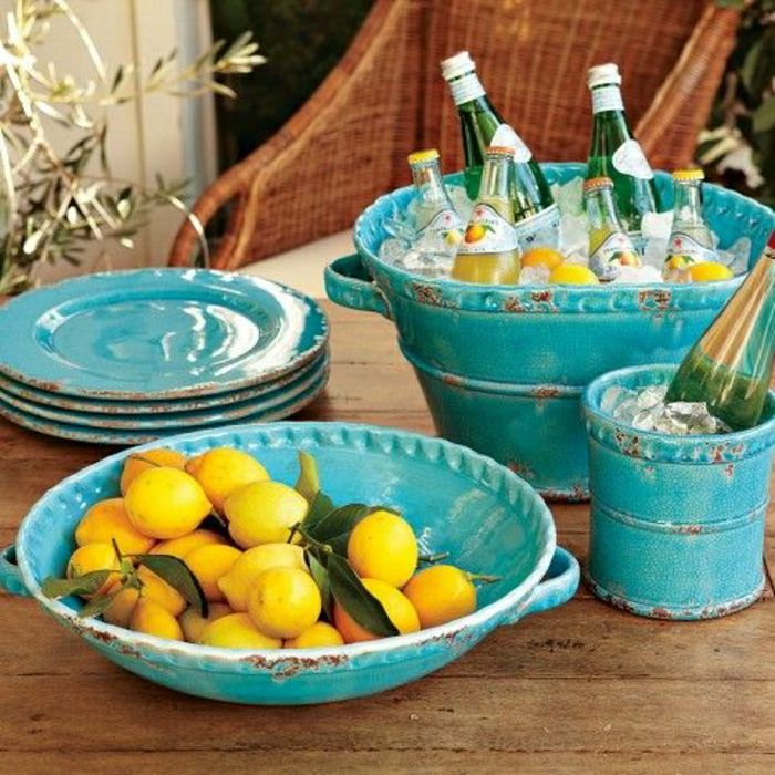 Włoski ceramiki ceramiczne stołowe-country style-niebieski