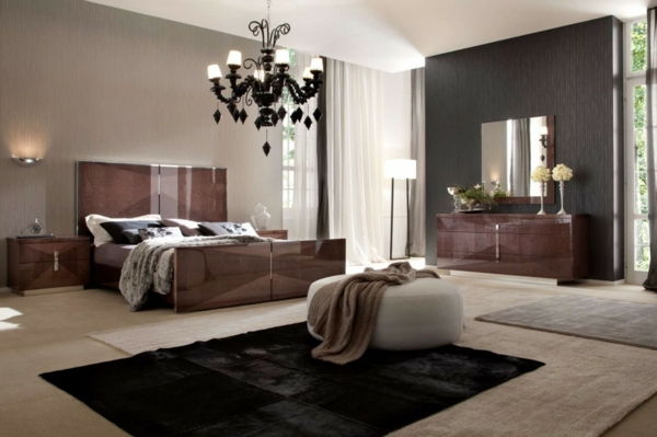 Włosko-sypialnia-czarny dywan