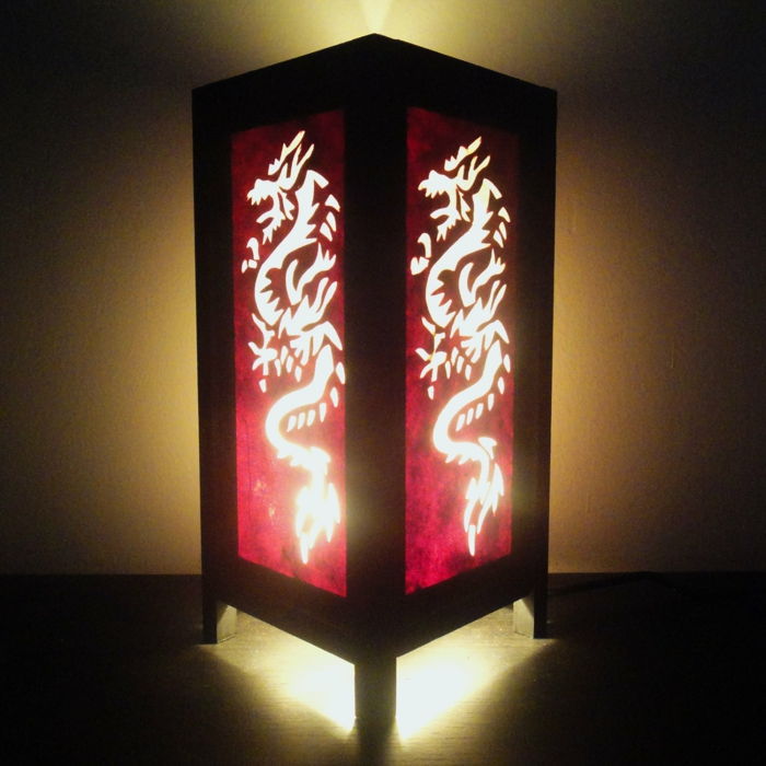 Japonijos lempa Azijos motyvai drakonas brėžinys-ZEN-egzotiška