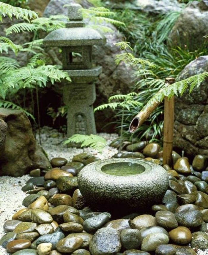 Japonski vrt Zen okrasni kamni umivalnik