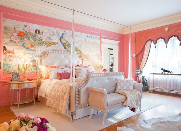 rum design i en sublim stil idéer rosa apelsin bohemiska hus design vägg design full av färg och färgstarkhet