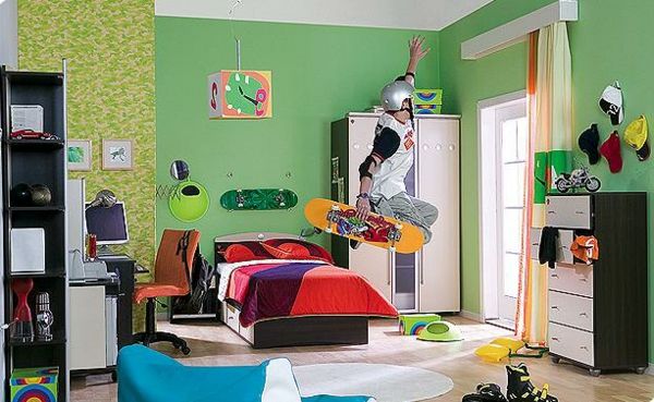dormitor de tineret set-verde-perete