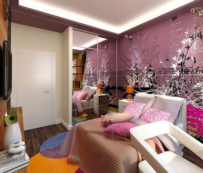 ungdomsrom ideer speil dører rom design ideer seng dør design rosa vegg med små elementer på den