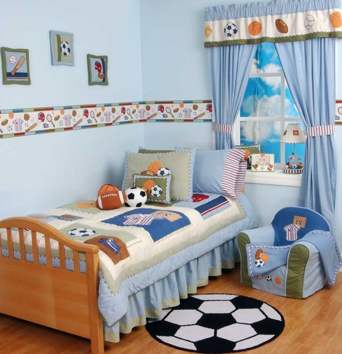 detská izba zdobenie nápady pre chlapcov futbal koberec a dekorácie hračky obrázky