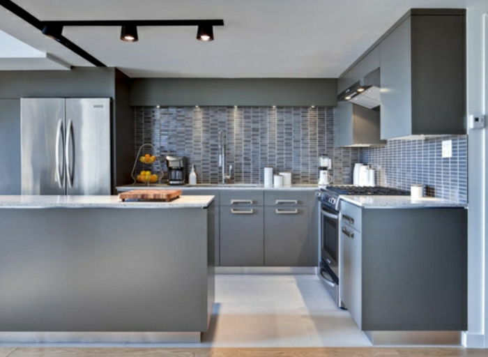 gri renkli duvar ilginç-örneklerinden mutfak-tasarım-duvar renk tonları