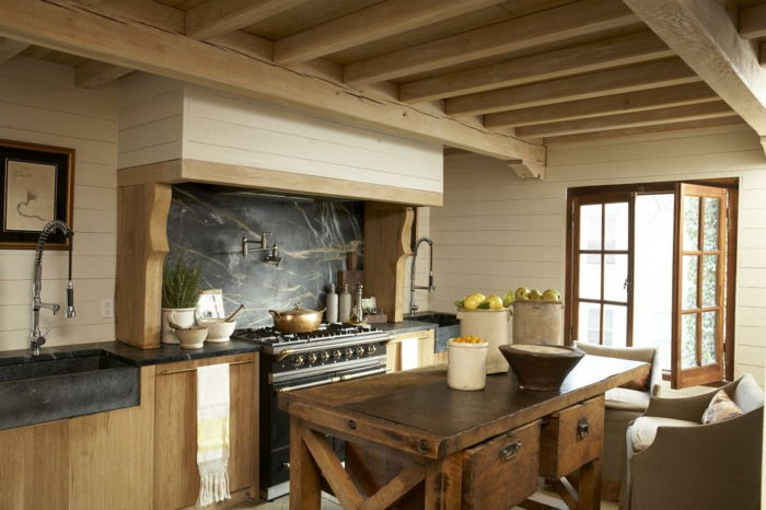 virtuvė-Country stiliaus vaisių baldai Kaimiško stiliaus įrenginys