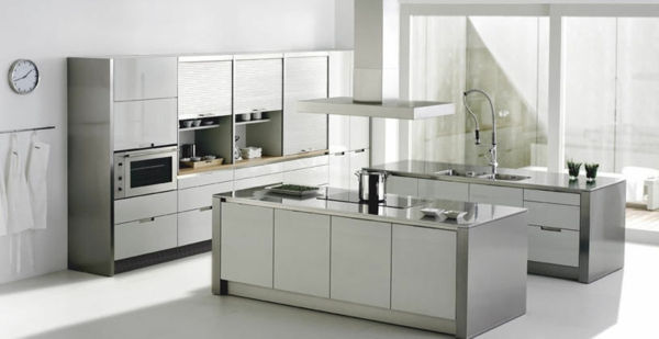 virtuvės reikmenys - nerūdijančio plieno modernus dizainas - laikrodis ant sienos