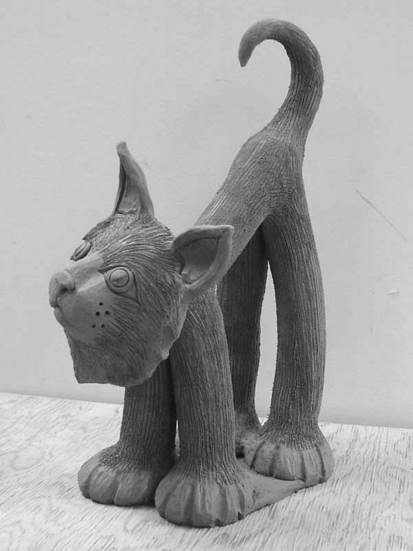 gato figuras-de-cerâmica cinza