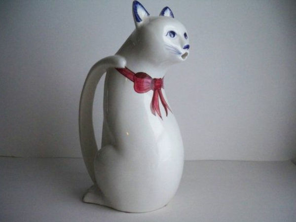 gato figuras-de-cerâmica-pot-cinza