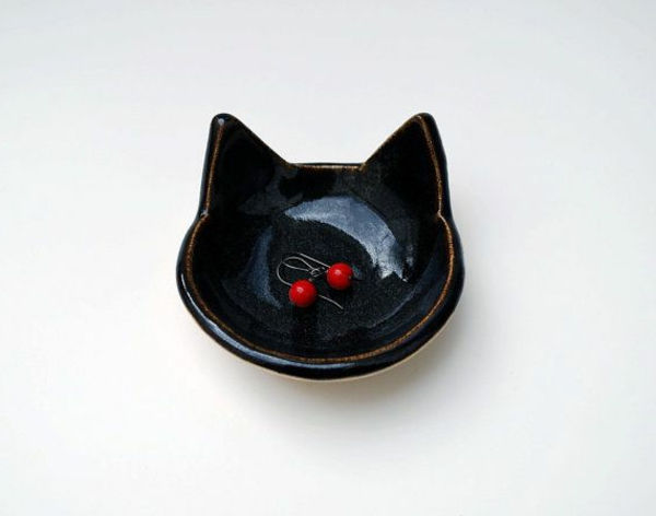 figuri de-ceramica-placă de pisică neagră