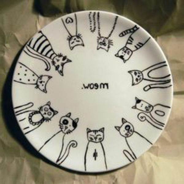 figuras-de-gato placa de cerâmica-