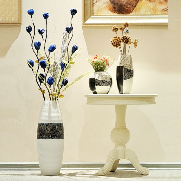 seramik zemin vazo beyaz tasarım orijinal modeli, iki ekstra vazo