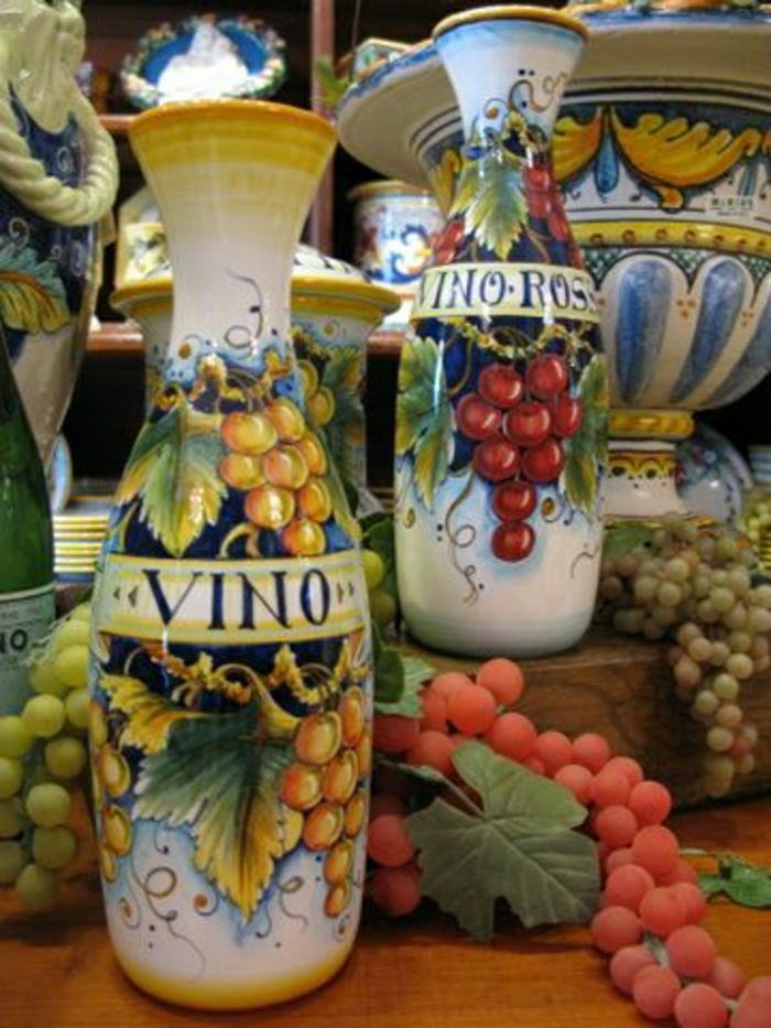 ceramika ceramika karafki wina włoskie wzornictwo ręcznie malowane