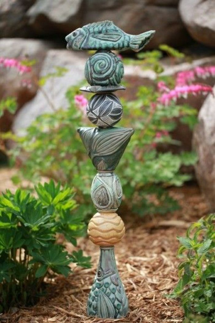 keramični totem Ribje kroglice vrt Dekoracija