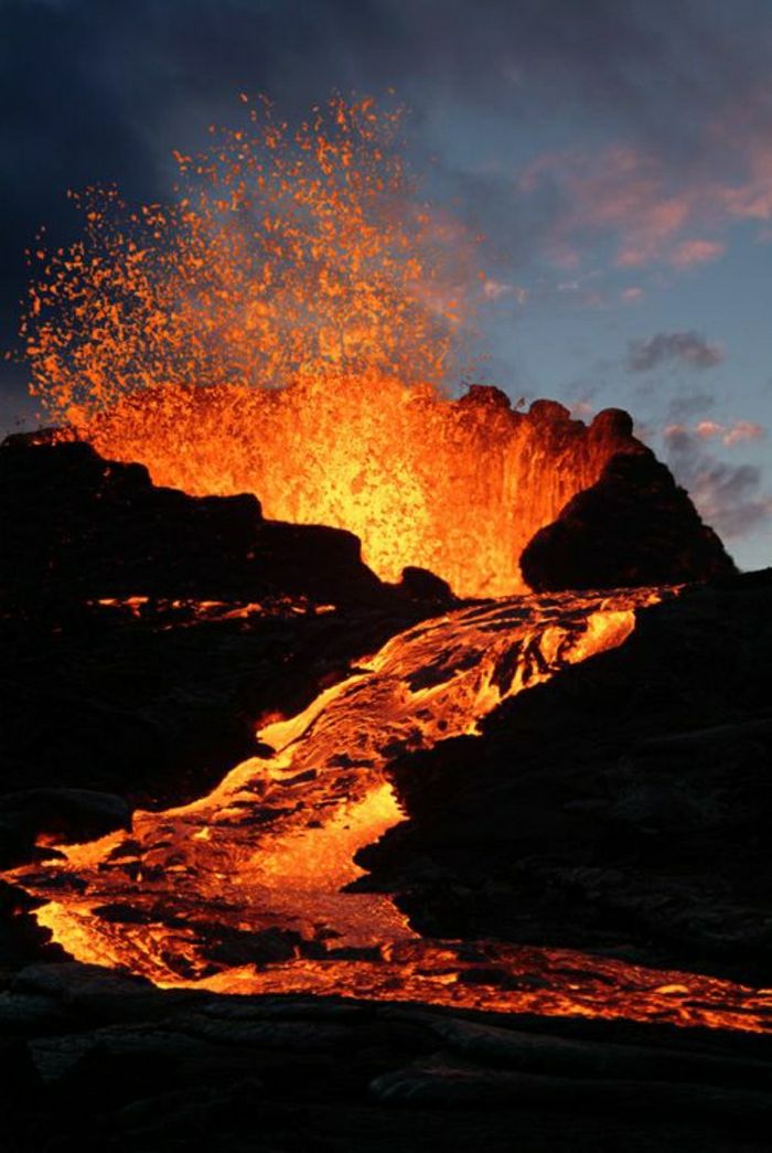 Kilauea vulkan Hawaii Lava flytende