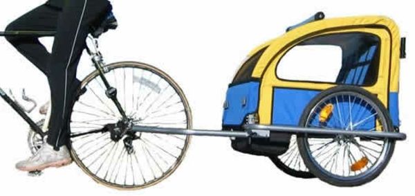 biciclete pentru copii trailer-interesante-model în albastru și galben-culoare