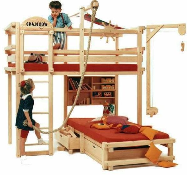 detské postele - vlastné deti - hry - skriňa a lano