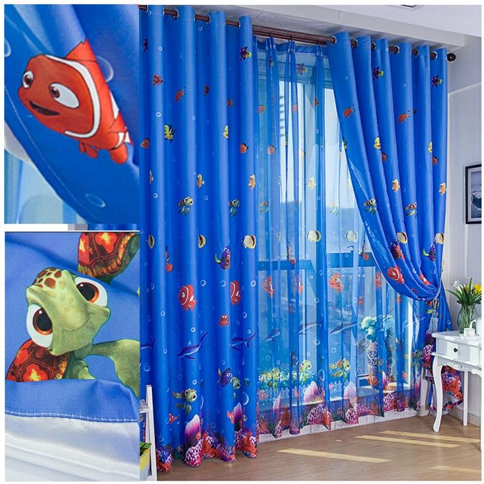 cortinas azuis na marinha das crianças