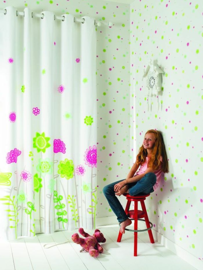 cortinas infantis-creche-flores
