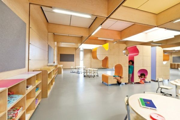 przedszkola, wnętrze-the-całego konstrukcja-z drewna
