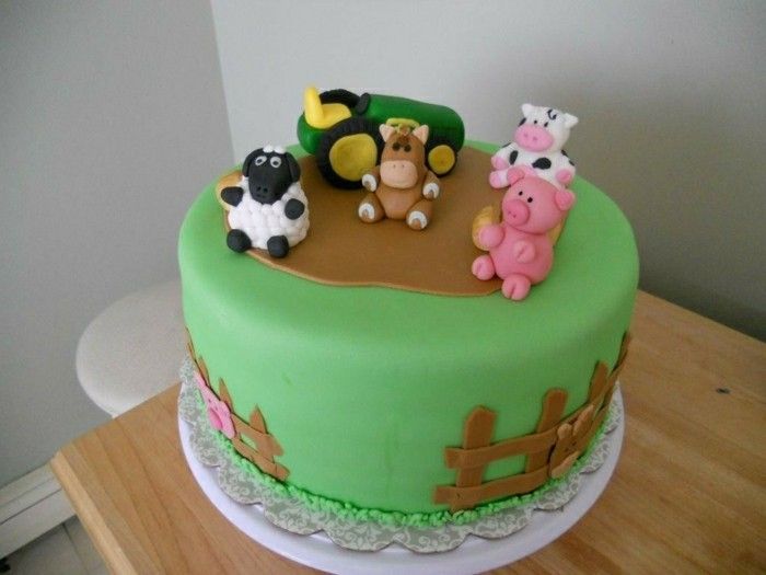 vaikai gimtadienio tortas Elegantiškas modelis žalios spalvos