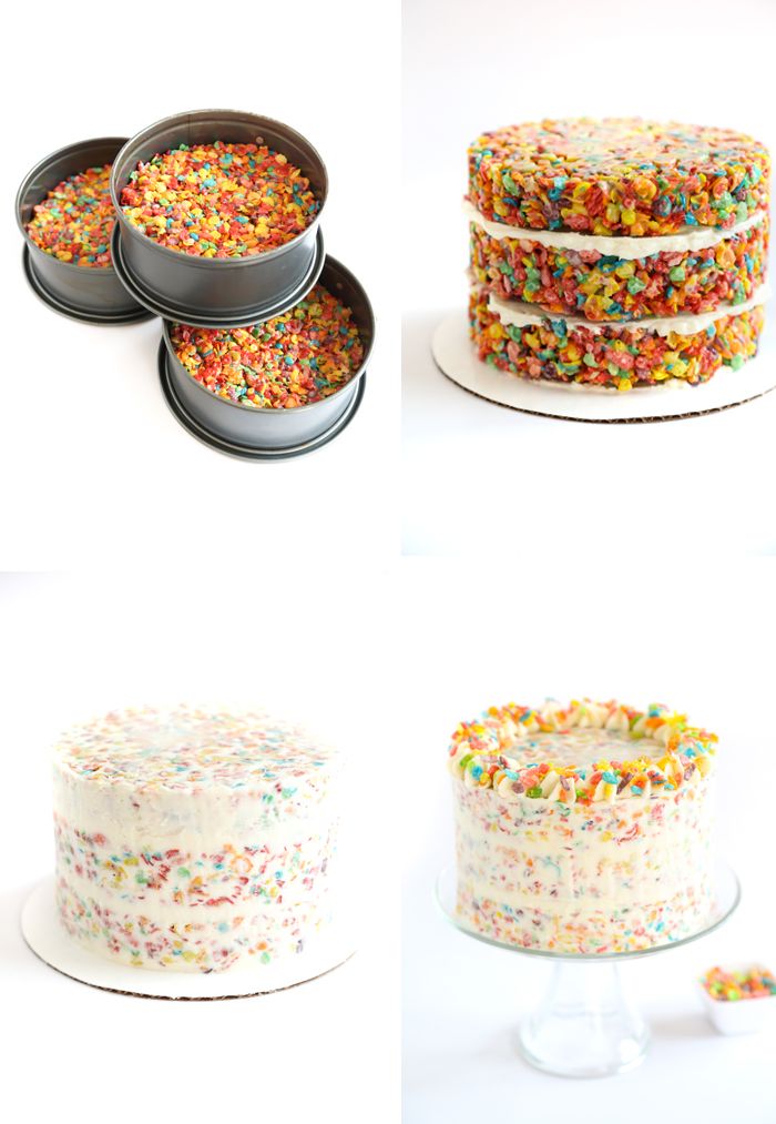 Torta di compleanno per bambini con torte fatte di caramelle colorate, burro