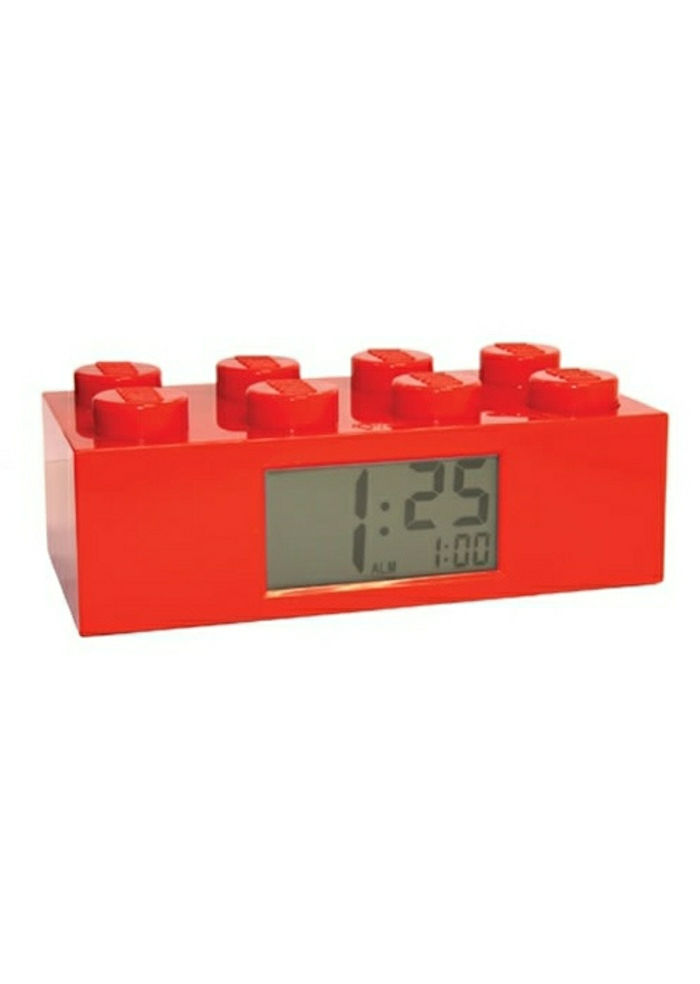 relógio-vermelho alarme crianças Lego tijolo alarme clock criança digital