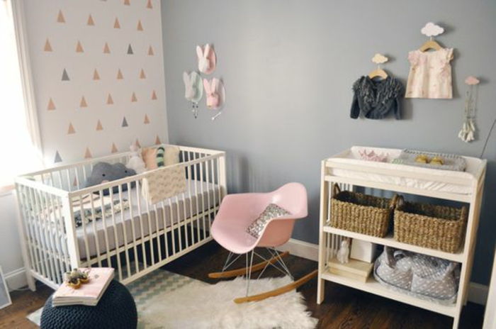 Bebek odası dekorasyon pembe sandalye koltuk fikirler üzerinde tavşan deco duvar taburesi bebek yatağı kutusu bulutlar dekor