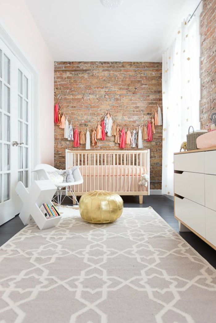 Bebek odası dekorasyon altın dışkı ile halı fikirler dolap çekmece dekorasyon duvar renkli dekorasyon için
