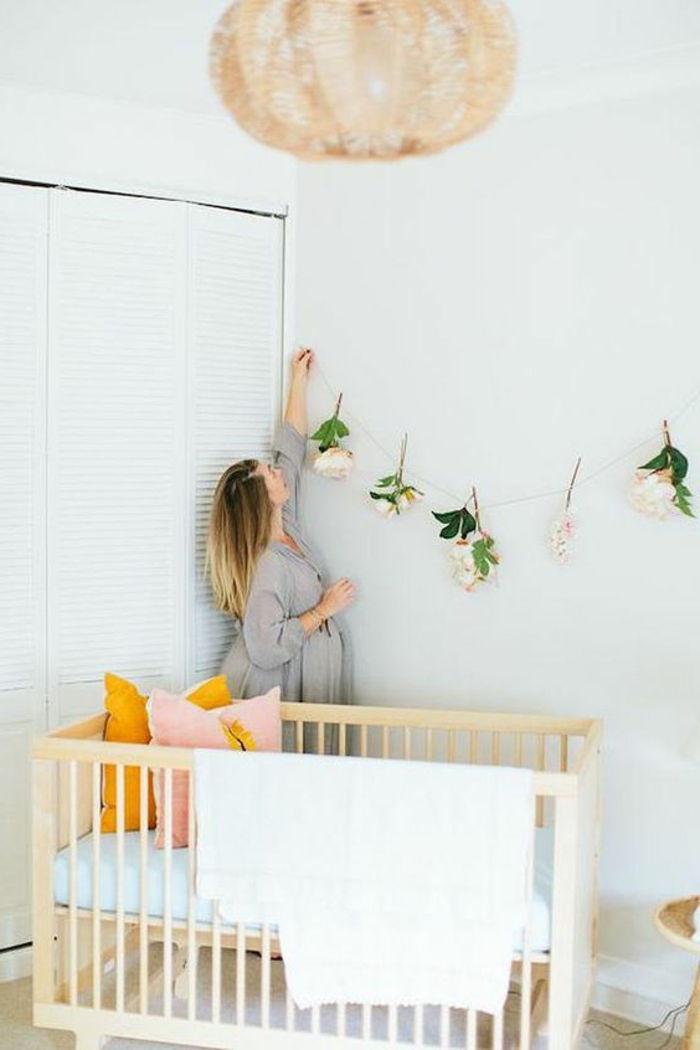 Bebek odası dekorasyon ahşap yatak lambası çiçekler dekorasyon anne yastık bebek odası kendinizi süslemeleri