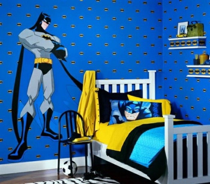 Medelynas photowallpaper Batman mėlyna-sienos-puikus-lovų modelis