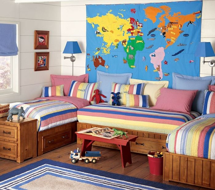 chlapec izba farebný izba vozík hračka farebné deky pre posteľ mapa sveta design sám