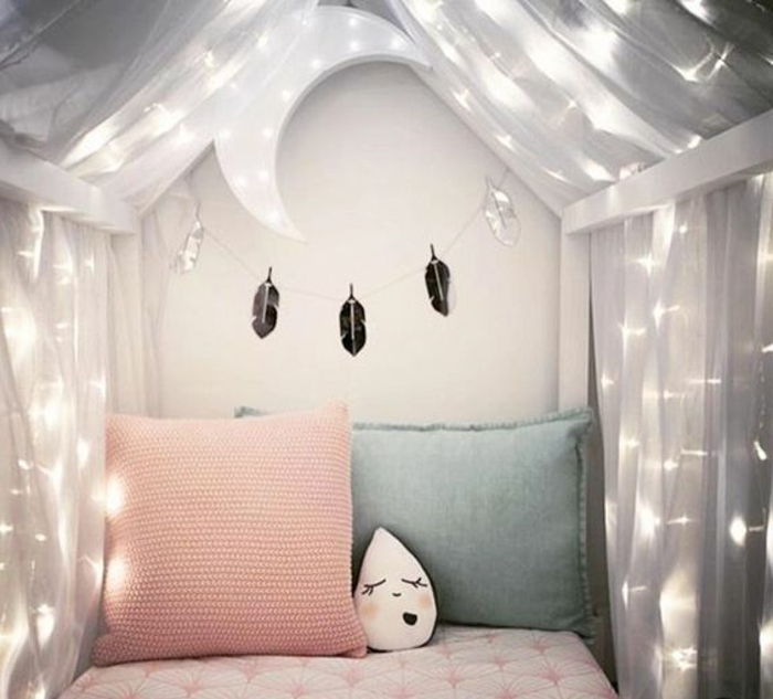 Bebek odası tasarım fikirleri bebek yatağı tüy deco kız odasında oda rahat ortamı
