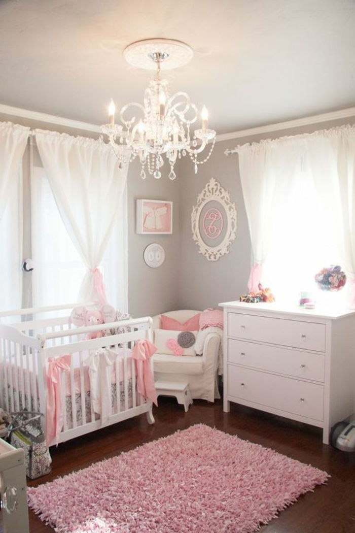 Kreş dekorasyon fikirleri oda dekorasyon fikirleri merkezinde kız bebek pembe halı için fikir